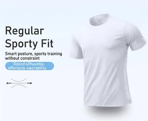 T-shirt de sport blanc à manches courtes en soie glacée à séchage rapide coupe regular