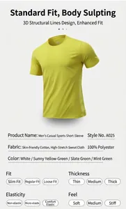 Spécifications détaillées du t-shirt de sport pour hommes avec infos tissu et coupe