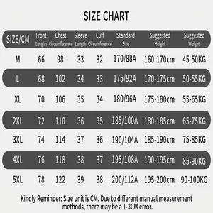 Tableau des tailles détaillé pour ensemble T-shirt sport homme séchage rapide