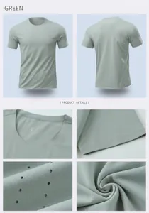 Collage détaillé d'un t-shirt de sport en soie glacée à séchage rapide pour hommes