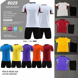 Breathable quick-dry soccer jersey and shorts set in multiple colors for training