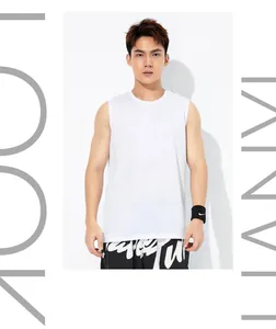 Detailed front view of a white quick-dry basketball training tank top on an Asian model