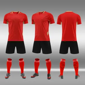 Completo da calcio rosso e nero professionale per uomo e bambino allenamento e gara.