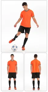 Front, back, and action views of orange and black customized football jersey set