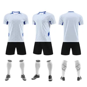 Set completo di divisa da calcio professionale bianco e blu per uomo e bambino
