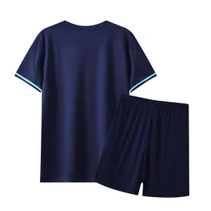 Dunkelblaues, schnelltrocknendes Fußballtrikot-Set für Herren ideal für das Sporttraining