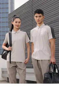Outdoor quick-dry sports Polo shirt with lapel and button detail on models