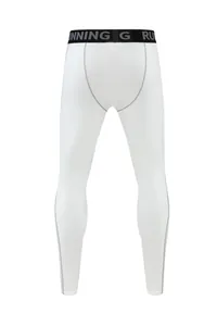 Rear view of children's white quick-dry compression leggings with elasticated waistband