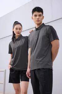 Modern quick-dry short-sleeve polo shirt with stylish button collar for outdoor sports