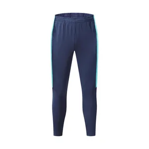 Atmungsaktive, schnelltrocknende Sporthose in Marineblau mit hellblauen Streifen
