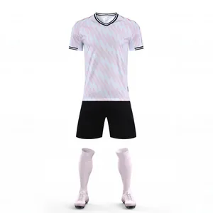Professional pink and white chevron soccer uniform set with black shorts for training