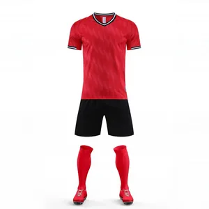 Complete professional red and black soccer jersey kit for training and competitions