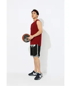 Athletic quick-dry basketball jersey for men with breathable split hem design