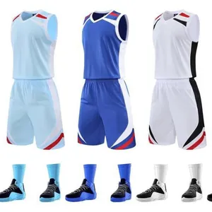 Quick Drying Basketball Jersey Set Top And Bottom For Men Women Unisex Sleeveless V-neck Sports Casual Training Uniform