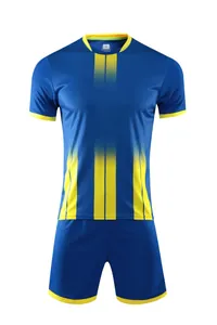 Profi-Fußballtrikot-Set in Blau und Gelb, schnelltrocknend mit vertikalem Farbverlauf