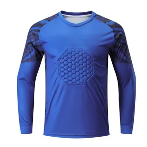 Maglia da portiere blu a maniche lunghe con imbottitura toracica per calcio