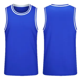 Maglia da basket blu reale traspirante per adulti che mostra la vista fronte e retro