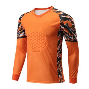Maglia da portiere di calcio professionale arancione con protezione toracica imbottita