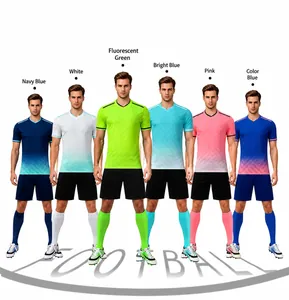 Showcase of quick-drying football kits in various vibrant colors for team training