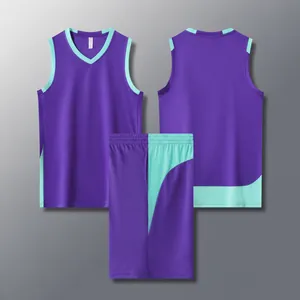 Completo professionale da basket in stile americano viola e ciano, modello 612#