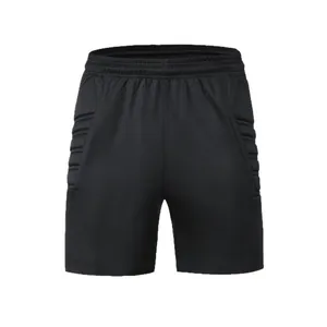Professional black goalkeeper sports shorts with protective padding for football training