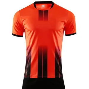Leuchtend orange-schwarzes, schnell trocknendes Kurzarm-Fußballtrikot mit Streifen