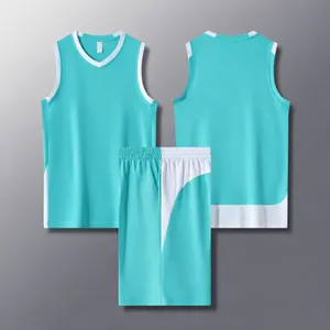 Completo maglia basket blu lago a spalla stretta per uomo e bambino mod 612#