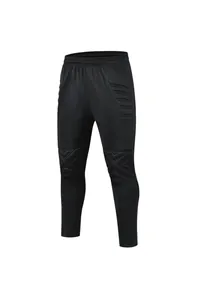 Professional black padded goalkeeper football pants with hip and knee protection for training