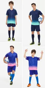 Breathable quick-dry football jersey sets for adults and kids in gradient colors
