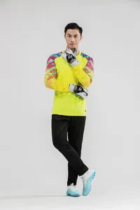 Professional soccer goalkeeper training suit with padded pants and gloves