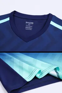 Macro view of breathable soccer jersey neckline and durable hem stitching details