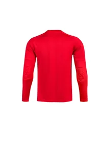Vue arrière du maillot de gardien de but rouge à manches longues avec rembourrage