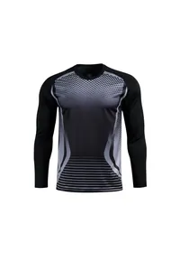 Vue détaillée du maillot de gardien à manches longues avec motifs géométriques dégradés