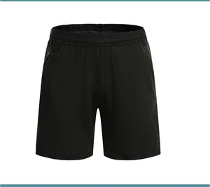 Comfortable black sports shorts for adults with elastic waistband and athletic fit