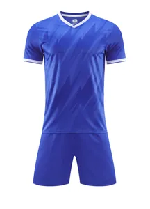 Atmungsaktives Fußballtrikot-Set in Königsblau mit Shorts und Blitzmuster-Design