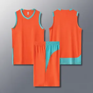 Completo da basket stile americano arancione e blu per adulti e bambini modello 612