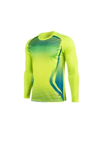 Détail du maillot de gardien de but à manches longues avec motif dégradé bleu vif