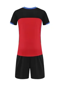 Back view of quick-drying red and black sports jersey set for volleyball or badminton.
