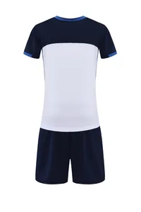 Back view of navy blue and white quick-dry volleyball jersey and shorts sports set