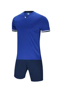 Détail de l'ensemble maillot de football bleu et marine à séchage rapide