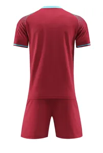 Back view of maroon football training set with light blue accents on collar and cuffs