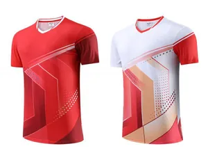 Breathable V-neck sports jerseys for badminton and table tennis tournament training