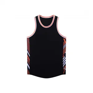 Blank black American style basketball jersey with geometric side patterns for team training