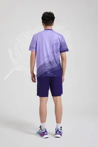 Back view of a purple gradient professional badminton sports jersey set for competition detail