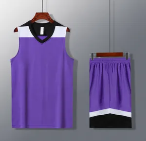 Purple basketball uniform set with breathable mesh fabric and quick-dry design
