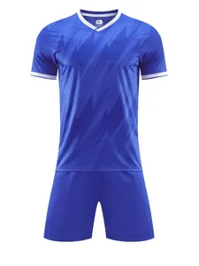 Completo da calcio blu traspirante con motivo a fulmine a zigzag per allenamento sportivo