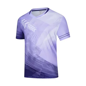 Purple gradient sports jersey with white geometric patterns for badminton and tennis