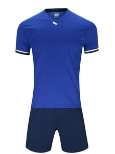 Ensemble de maillot de football bleu respirant et séchage rapide pour entraînement sportif