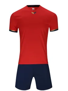 Ensemble maillot de football rouge et bleu marine à séchage rapide pour entraînement