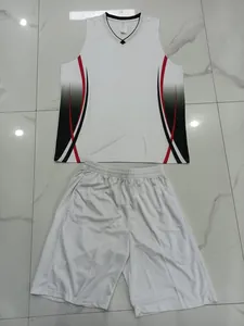 Professional white sleeveless men's basketball jersey and shorts sports uniform set